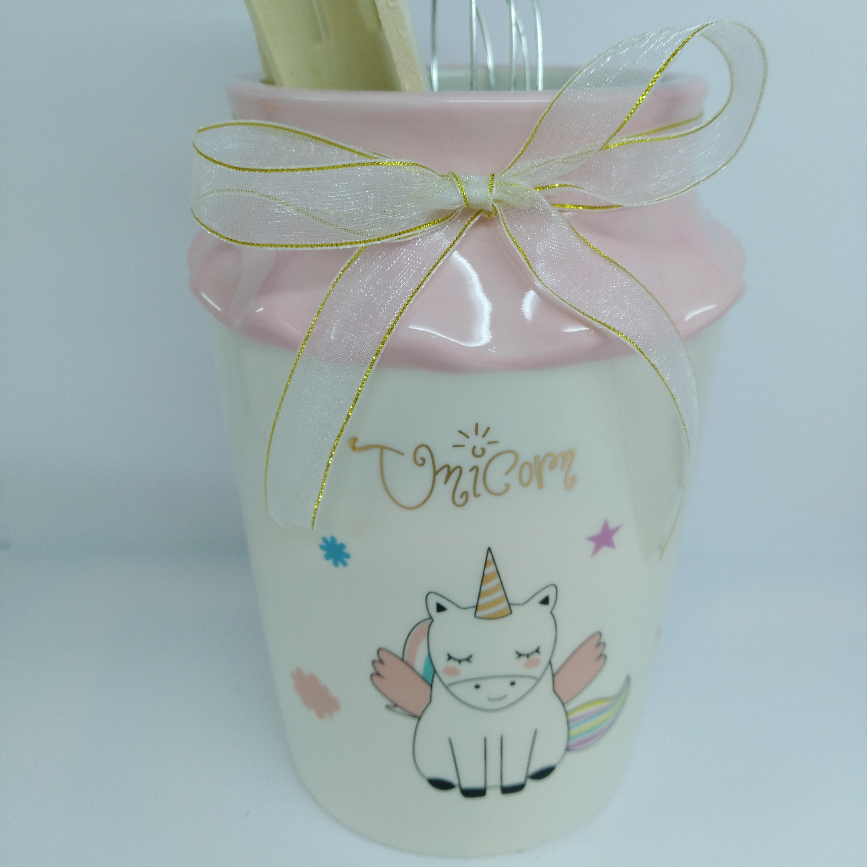 Pottery Ceramic Utensil Crock Utensil Holder, Unicorn