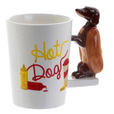 Customized new design 3d ceramic mug dog handle coffee mug