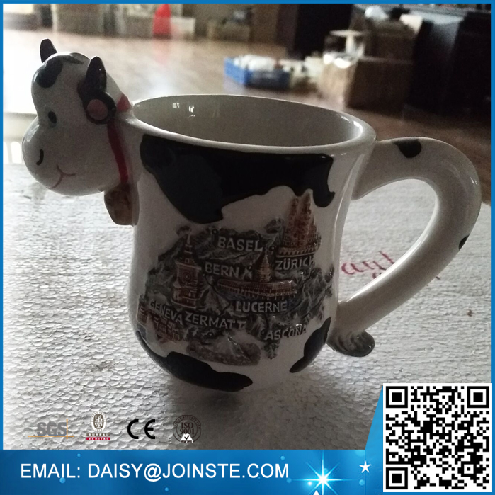 Textured 3D ceramic Cow souvenir mug