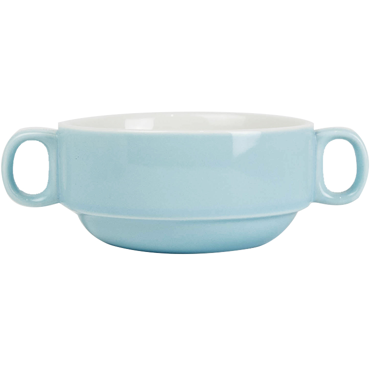 Unique ceramic soup bowl with handle