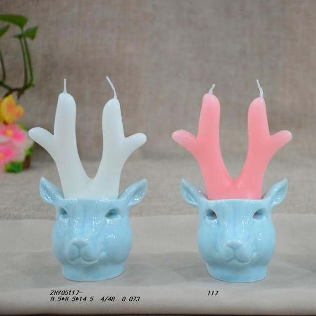 Stag Head Tealight Candles with Ceramic Stag head