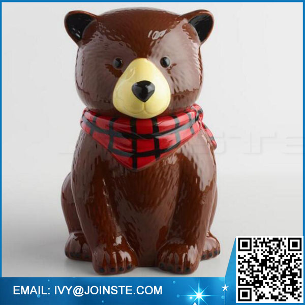 Bear shaped Ceramic Cookie Jar hand made food ceramic jar animal cookie jar wholesale