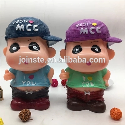 Customized cute boy shape ceramic coin bank birthday gift for kids