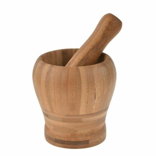 Bamboo Mortar and Pestle Garlic Masher for Home kitchen