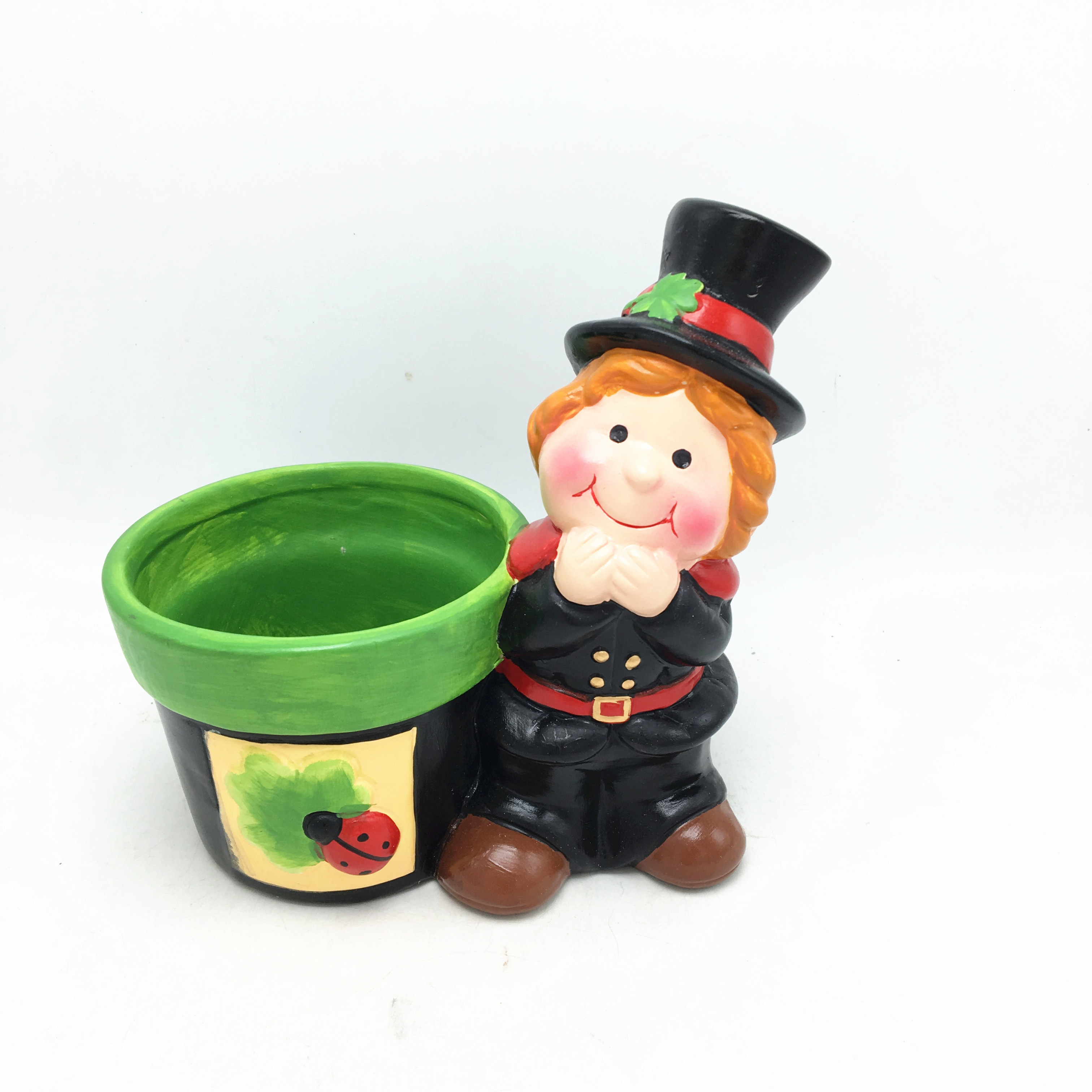 Cute cartoon figurine small succulent pot ,seasonal ceramic desktop flower pot