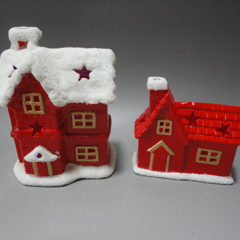 Christmas ceramic snowvy red house decorations