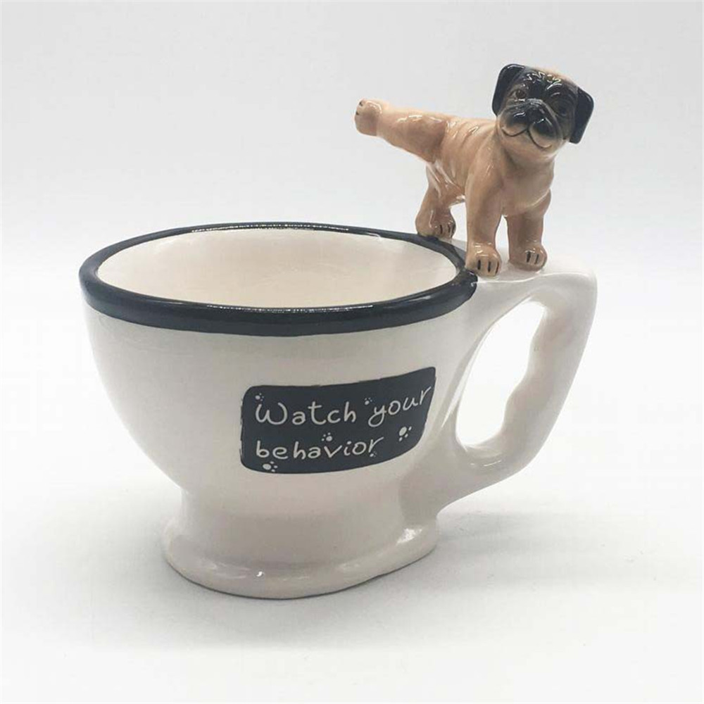 Novelty ceramic   toilet coffee mug   wholesale   promotional  coffee mug  tea mug with dog figurine