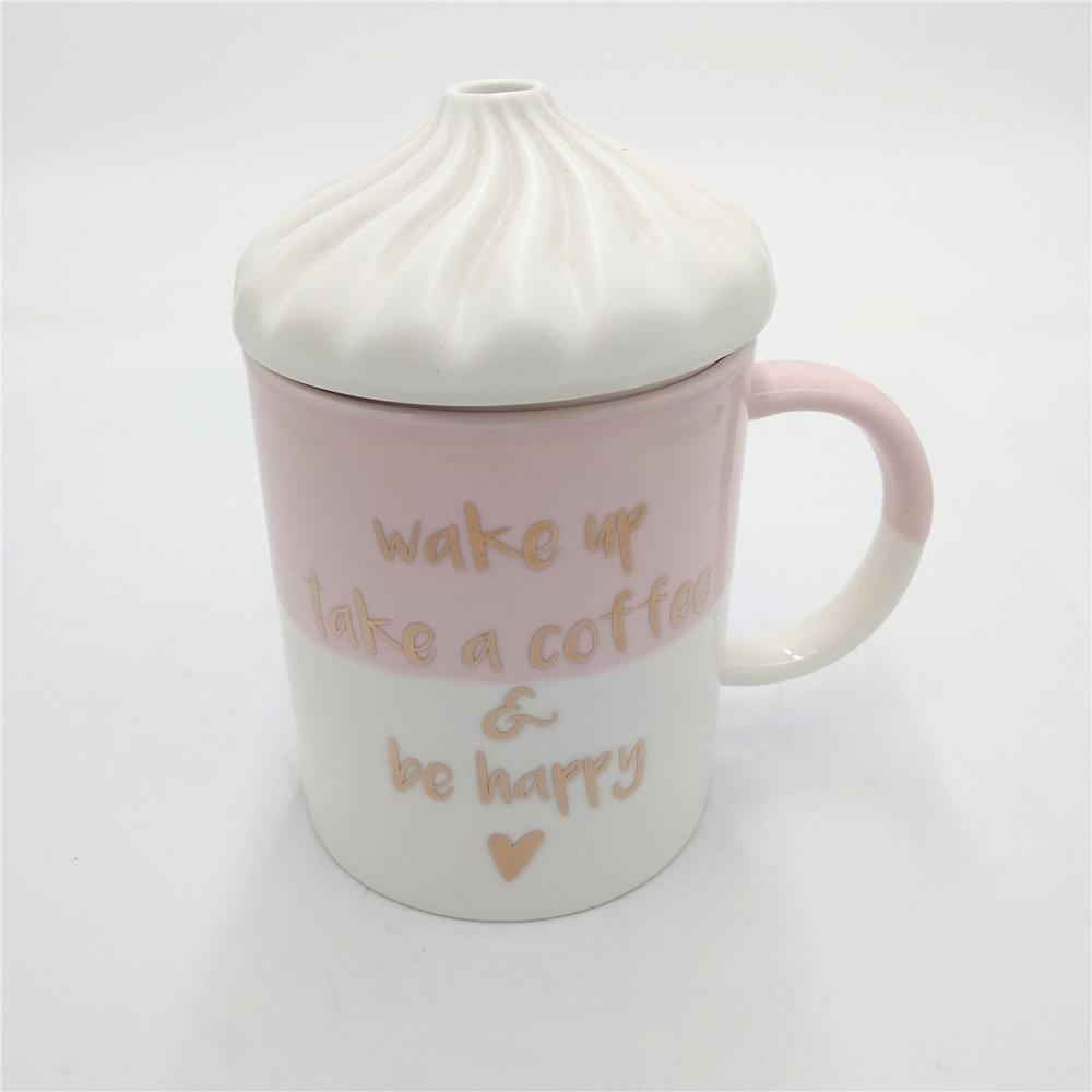 Lovely pink  ice cream coffee mug custom stoneware coffee mug wholesale