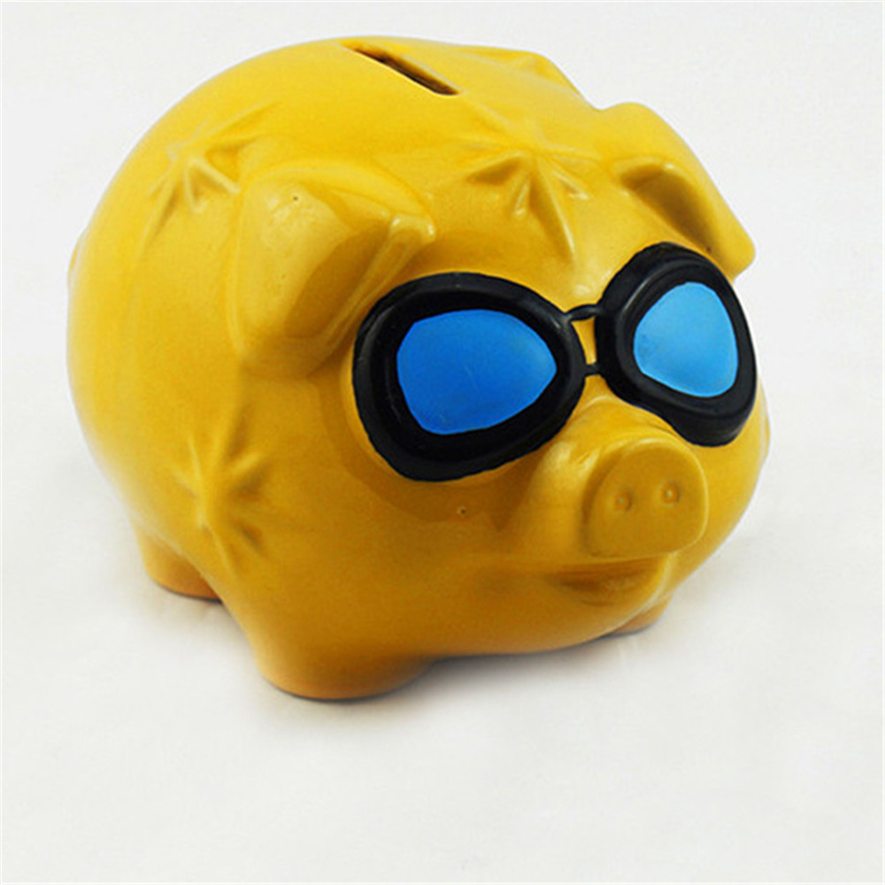 Novelty ceramic  yellow  color  pig shape  piggy bank and money bank  for kids