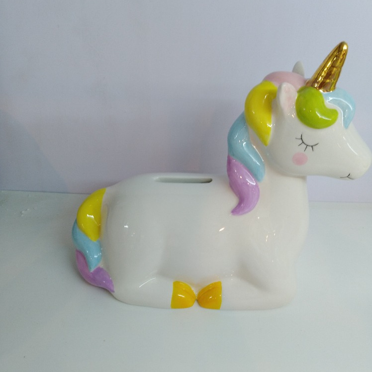 Unicorn shape piggy bank custom ceramic piggy bank money bank moneybox