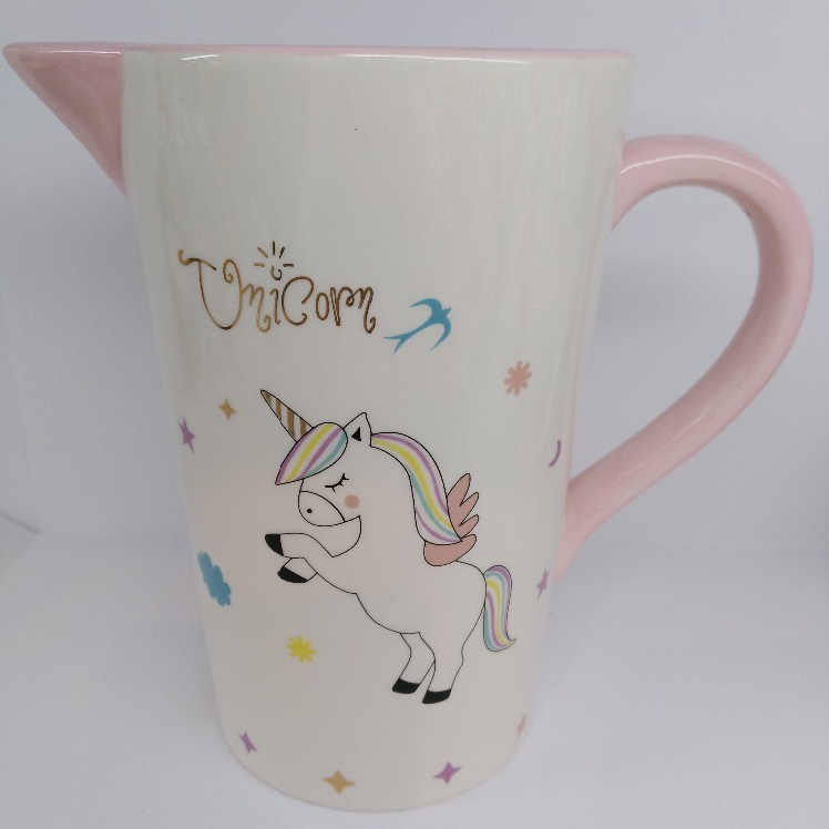 Ceramic Unicorn Pitcher Rainbow Unicorn Decor Bisque Porcelain Unicorn Pitcher