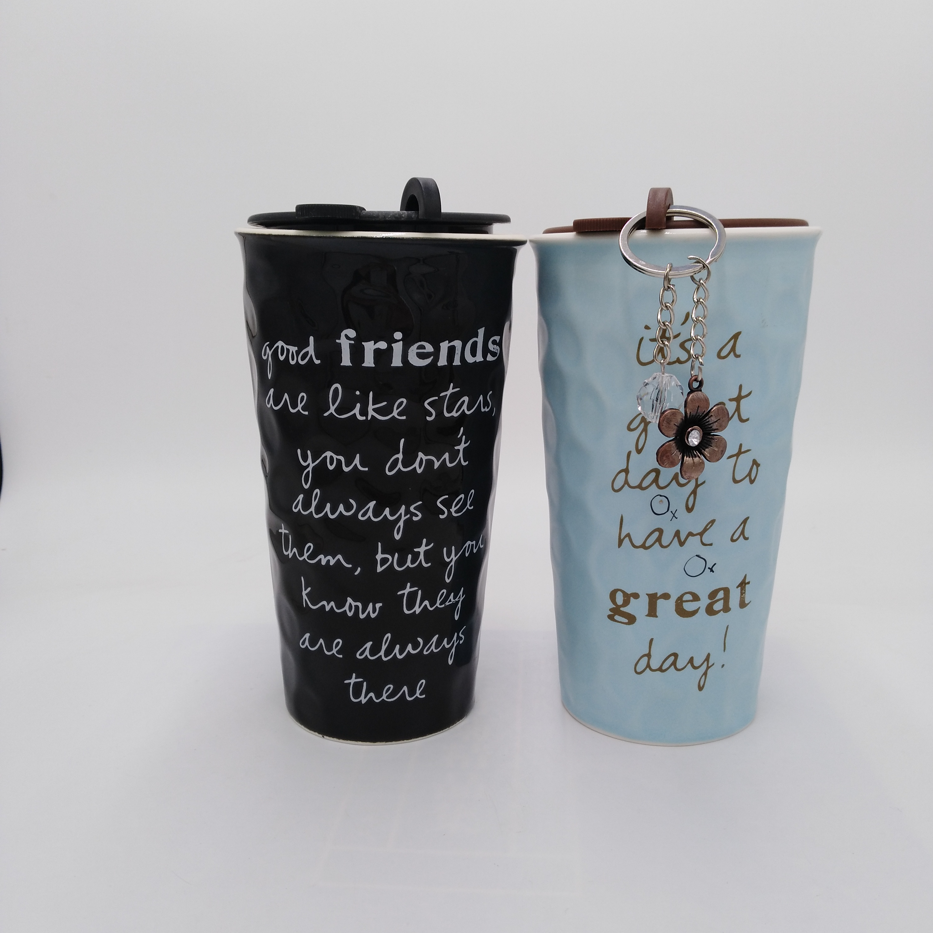 Customized design colorful ceramic coffee mug painting travel mug with lid