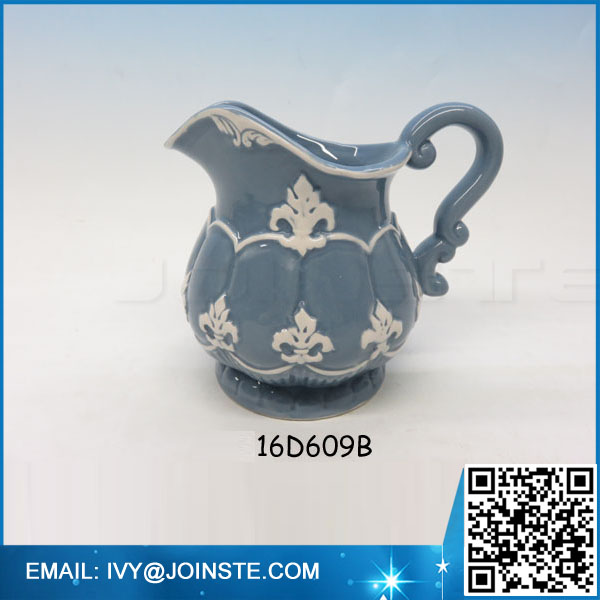 Personalized blue color coffee & tea pot ceramic coffee pot milk pot