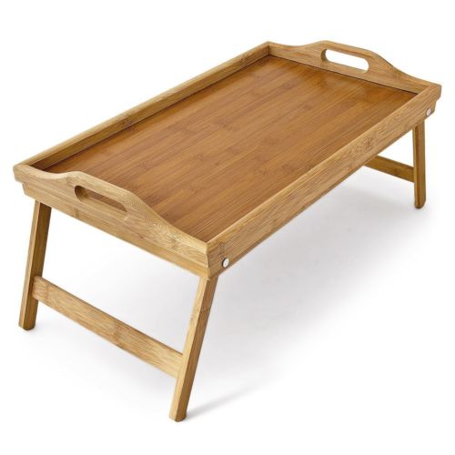 Bamboo Bed Tray Breakfast Laptop Desk Food Serving Table Folding Legs