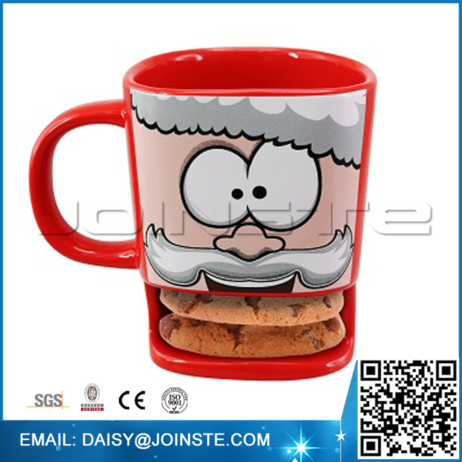 coffee mug with biscuit pocket,coffee mug with cookie holder,santa biscuit mug