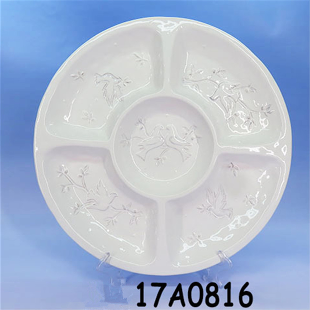 Cheap white ceramic dinner plates 5 compartment dinner plates for restaurant