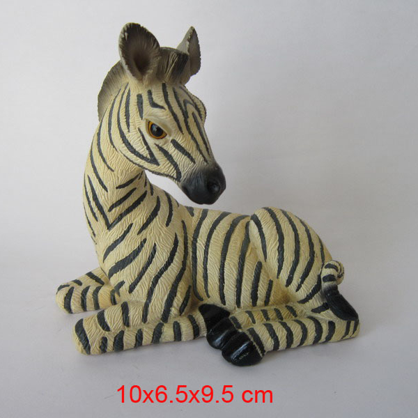 6.13 Inch Baby Zebra Kneeling Decorative Figurine, White and Black