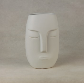 Custom creative white face shape home decoration ceramic table pen box