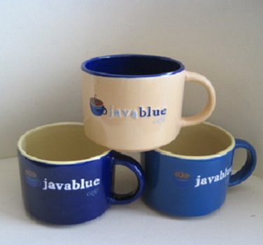 Customized blue color cheap ceramic coffee mug wholesale