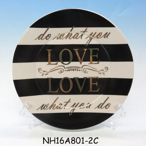 Black&white  ceramic wedding gift plate ,valentine DO WHAT U LOVE gift candy dishes