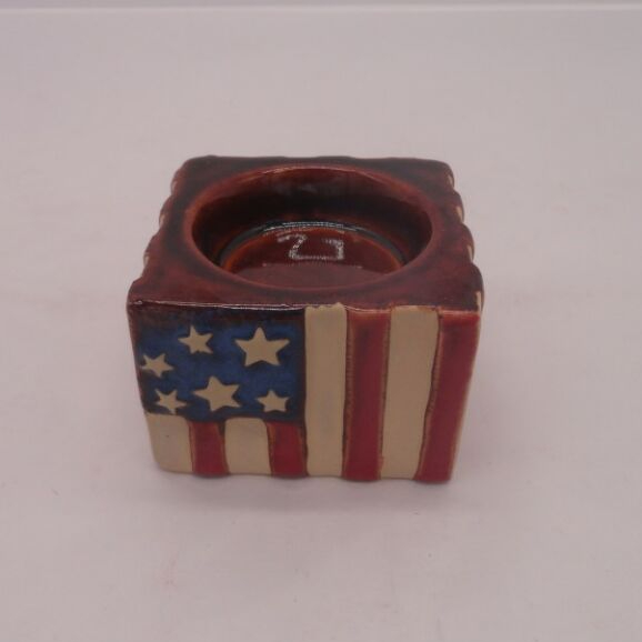 American Flag Hand-Painted Ceramic Tart Burner,Candle tealight Holder