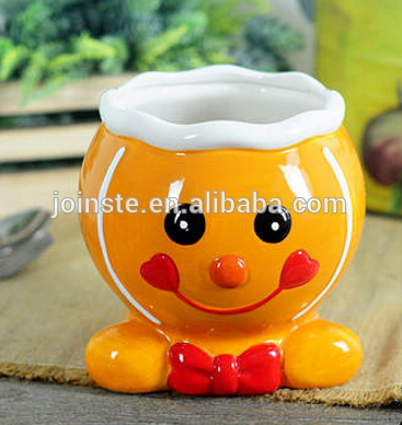 Customized cute yellow smiling face cookie jar candy jar ceramic