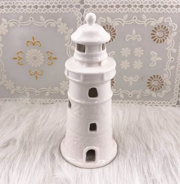 Glazed porcelain white pharos sea decorations ,ceramic light house ornament