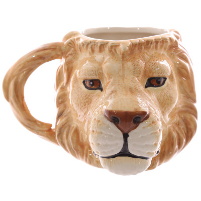 3D Lion King Ceramic Coffee Mug , Custom Porcelain Animal Milk cup