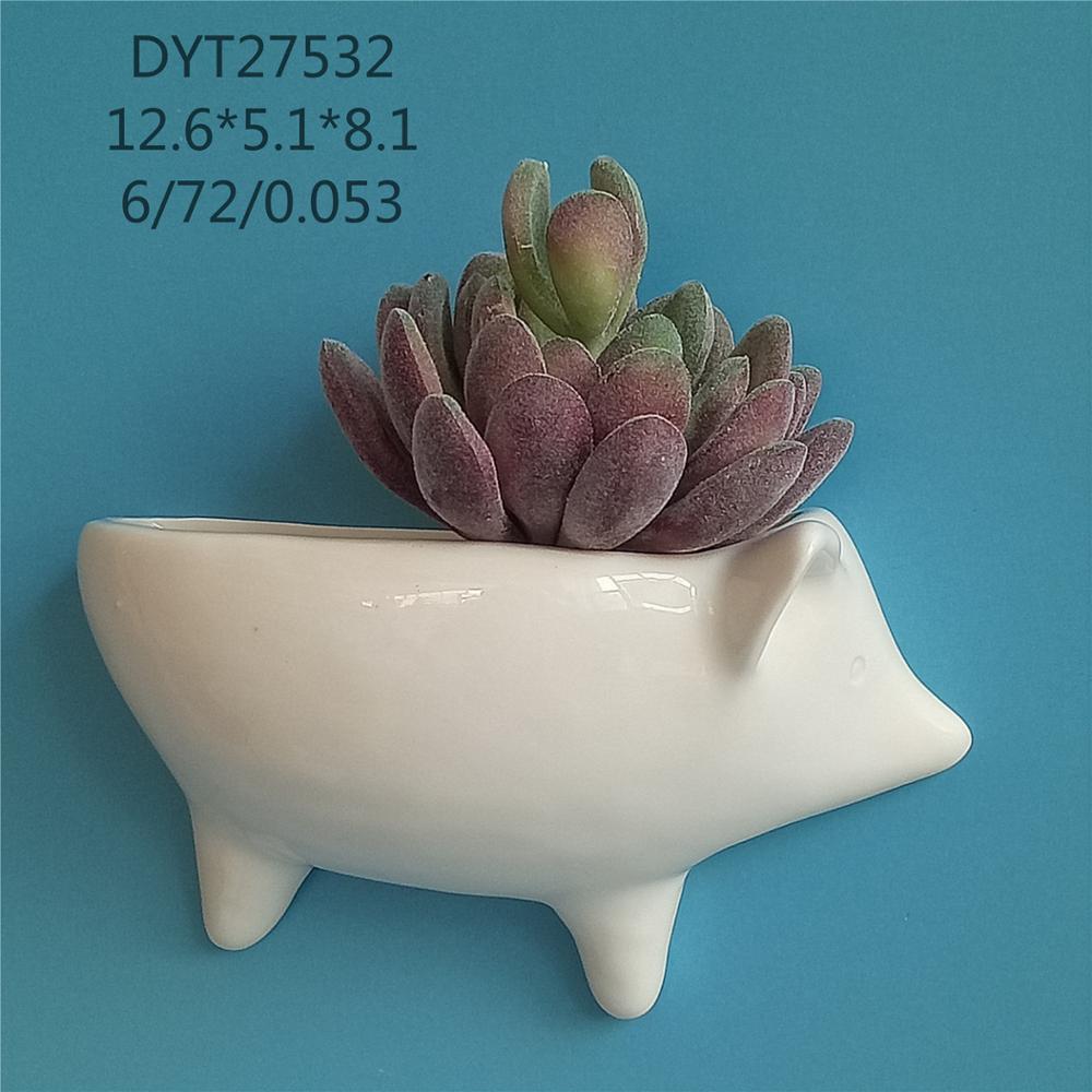 white pig wall mounted succulent pot ceramic   succulent pots