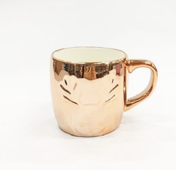 Customized cheap golden plated standard ceramic mug 450ml