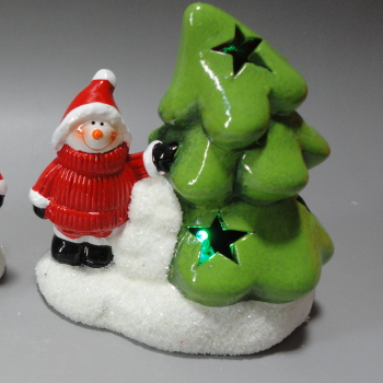 Christmas ceramic tree and santa clause table top decor