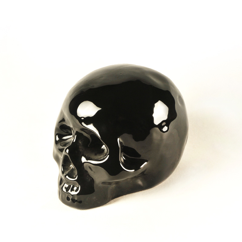 Human Head Golden Bone Ceramic Skull Crafts Money Boxes Piggy Bank Halloween Modern European Creative Home Decoration Halloween