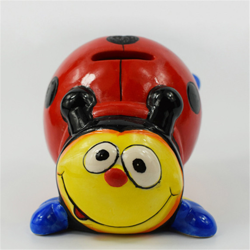 Ladybird piggy bank  handmade ceramic animal   coin bank   money coin bank wholesale