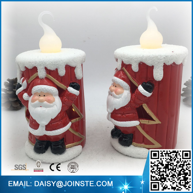 Red ceramic santa christmas candle light