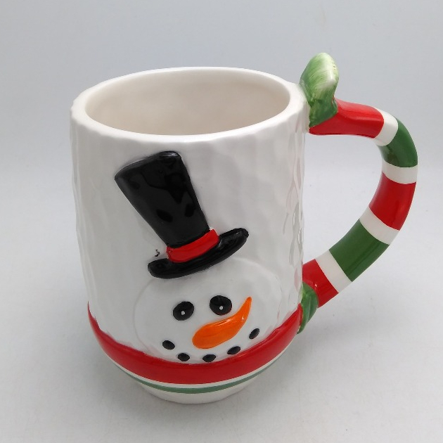 Custom Christmas snowman mugs ceramic white coffee cups /mugs