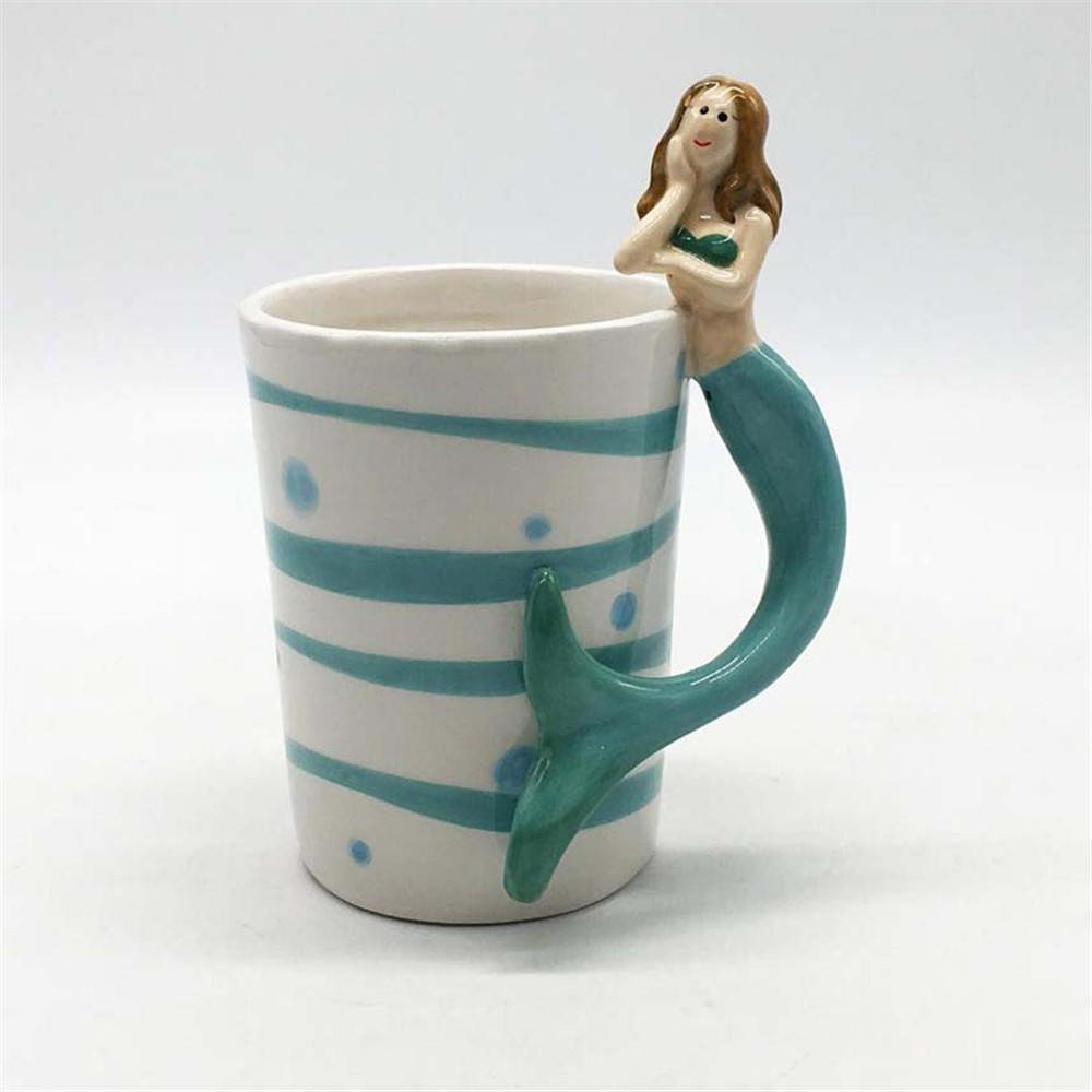 Novelty   ceramic 3d coffee mugs,  mermaid handle   coffee mugs    customized