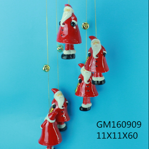 Decorative terracotta Holiday Wreath/Santa Wind Chime