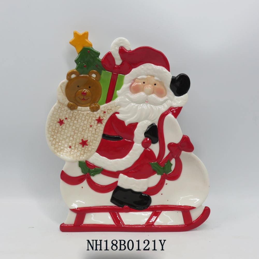 ceramic Christmas Santa big plate for Food and Fruit Snacks