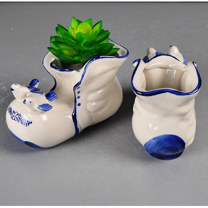 Custom cheap shoes shape ceramic succulent plant pot