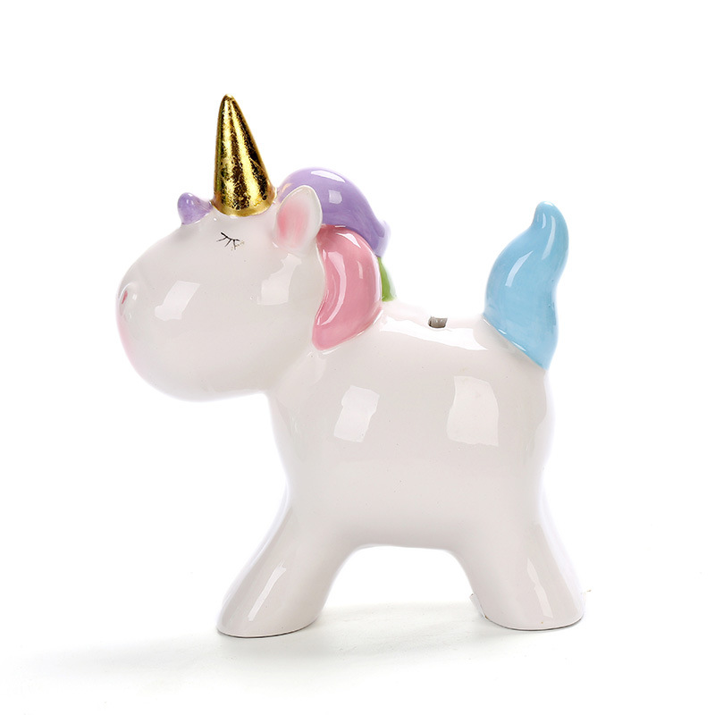 Wholesale Ceramic Unicorn Money Bank color glazed unicorn saving box