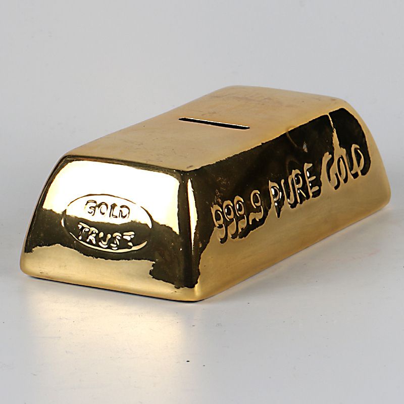 Gold Bar Bullion Piggy Bank Brick Coin Bank 999.9 Novelty Bank