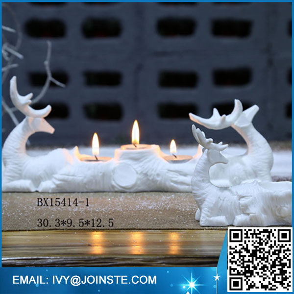 Porcelain white deer ceramic candle holder home decoration candle holder wholesale