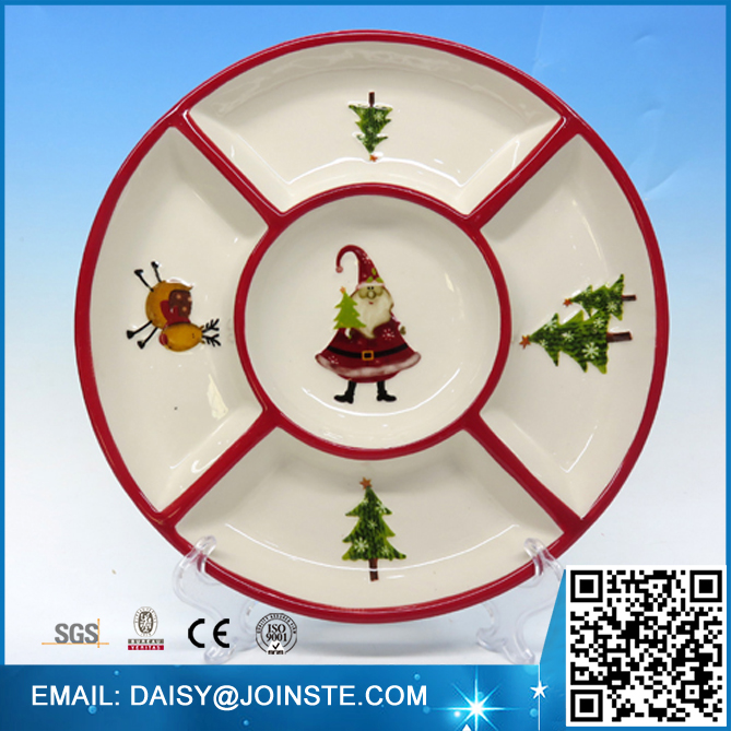 ceramic chip and dip platter,Xmas chip and dip,Santa chip and dip