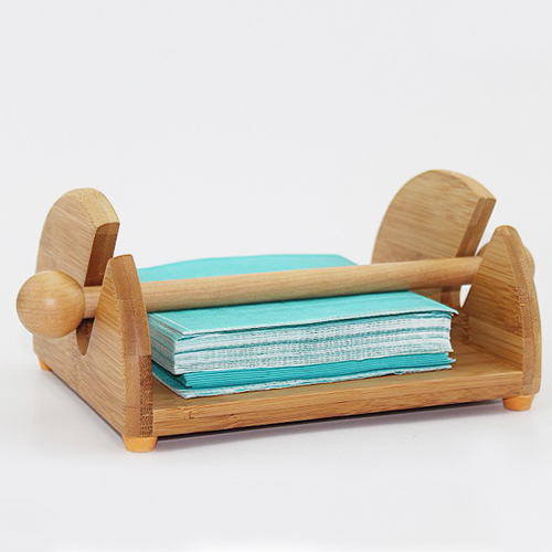 Bamboo Napkin Holder bamboo stick as Weight | Semi Flat Napkin Dispenser Wooden | 7.75 Inch