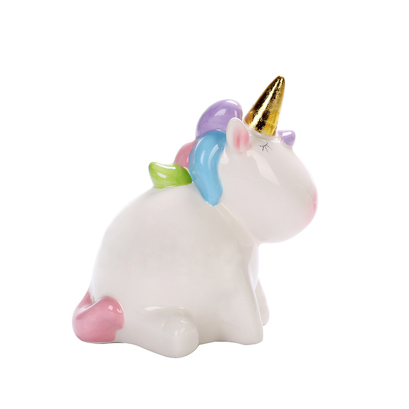 Wholesale Ceramic Unicorn Money Bank color glazed Licorne saving box horse coin bank