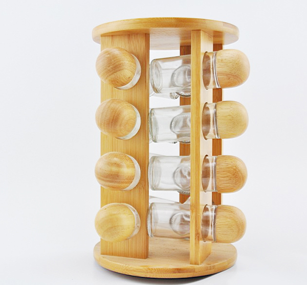 Bamboo spice jar holder,spice jar rack