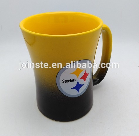 Black and yellow ceramic coffee mug with handle 400 ml