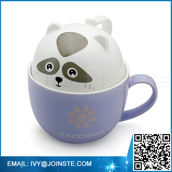 Cute Funny Ceramic Raccoon Coffee Mug Cup,Novelty promotional mug , Perfect Gift for Friend Cousins Children