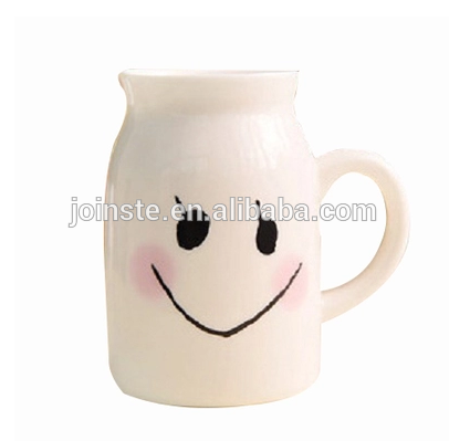 White smile face ceramic coffee mug