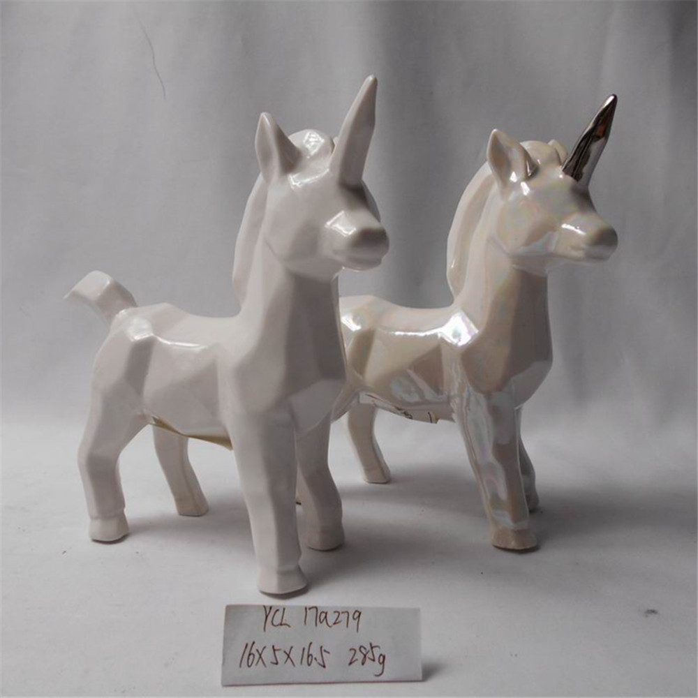 ceramic geometric unicorn statue unicorn figurine